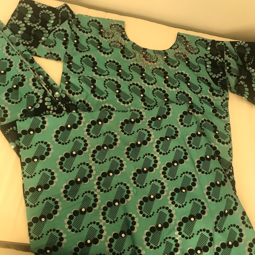 African wrap skirt and top.